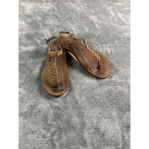 Rainbow Women's Leather Braided T-Street Sandals Size XL Brown Ankle Strap